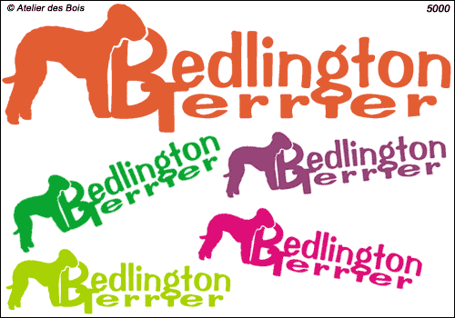 Lettrage Bedlington Terrier avec silhouette