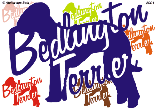 Lettrage Bedlington Terrier avec silhouette