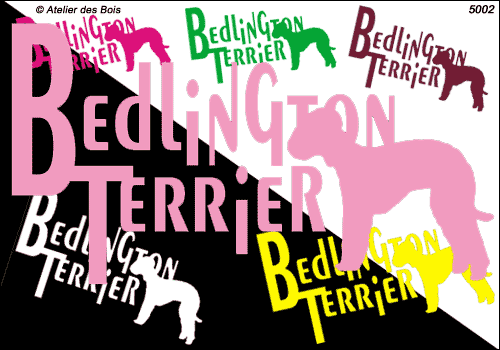 Lettrage Bedlington Terrier avec silhouette