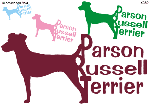 Lettrage Parson Russell Terrier avec silhouette