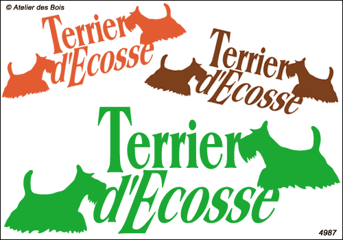 Lettrage Terrier d'Ecosse avec 2 silhouettes