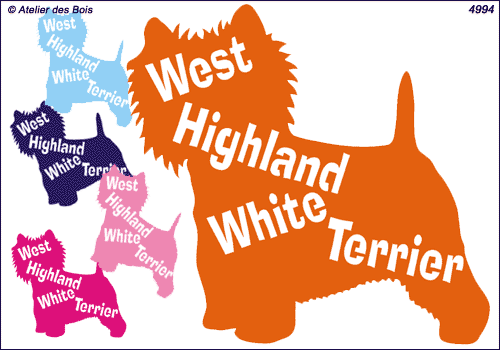 Silhouette de West Highland White Terrier avec lettrage