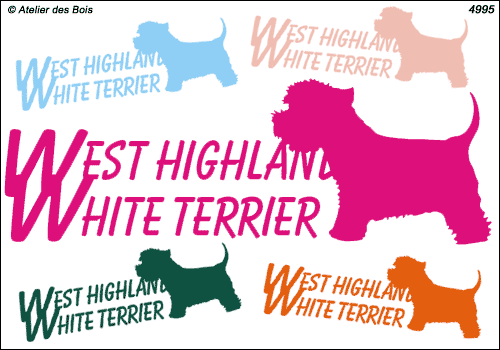 Silhouette de West Highland White Terrier derrière lettrage