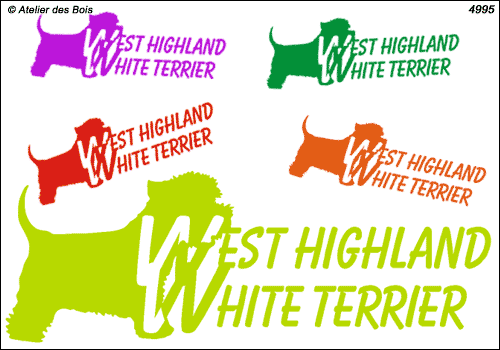 Silhouette de West Highland White Terrier devant lettrage