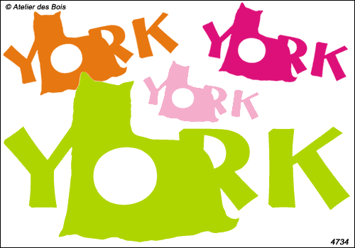 Lettrage York avec silhouette découpée en O