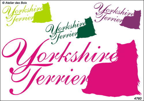 Lettrage Yorkshire Terrier avec silhouette