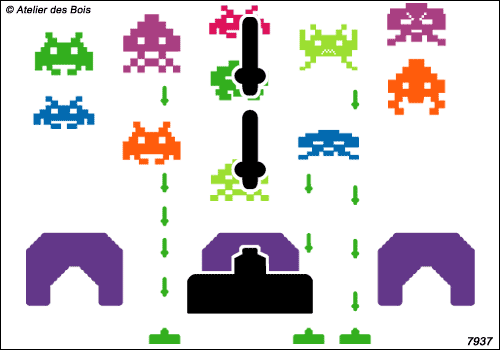 Space Invaders Vintage for Ziz : Ens. de 3 Laserbases + 12 miss.