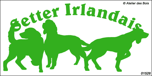 Lettrage Setter Irlandais avec trois silhouettes