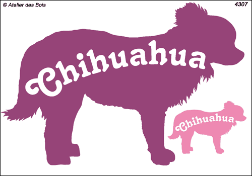 Silhouette de Chihuahua avec lettrage (tête à droite)