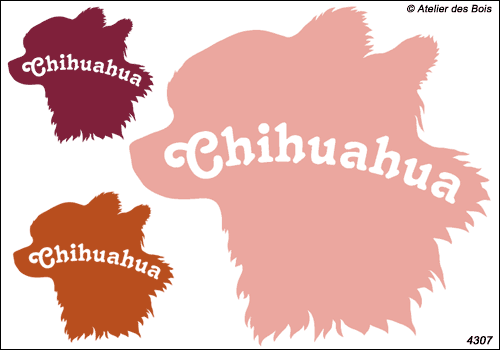 Tête de Chihuahua avec lettrage (museau à gauche)