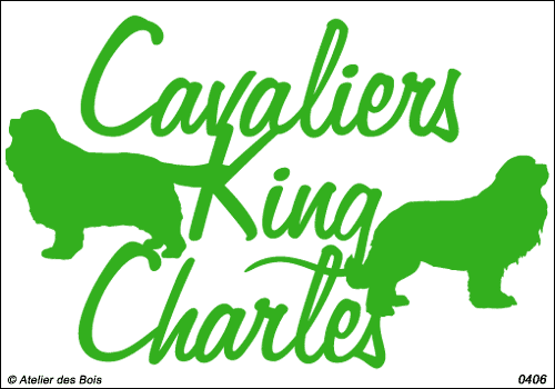 Lettrage Cavaliers King Charles avec deux silhouettes