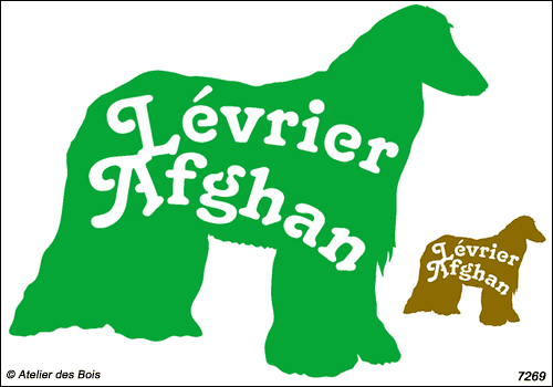 Silhouette de Lévrier Afghan avec lettrage (tête à droite)