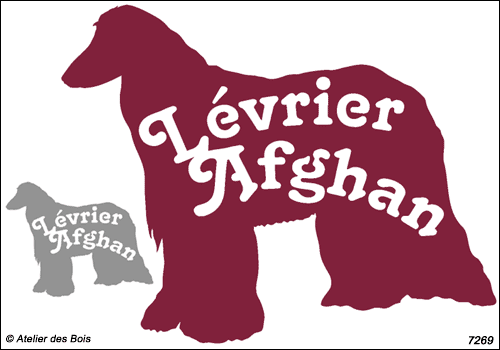 Silhouette de Lévrier Afghan avec lettrage (tête à gauche)