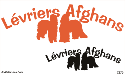 Lettrage Lévriers Afghans courbe avec deux silhouettes