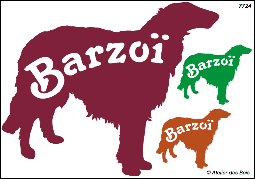 Silhouette de Barzoï avec lettrage en découpe (Tête à droite)