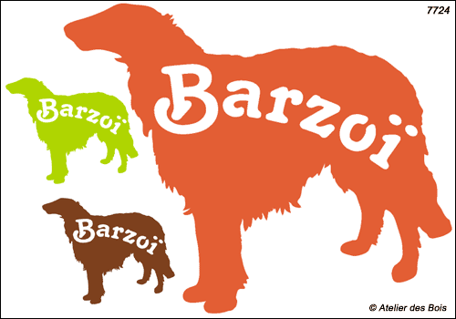 Silhouette de Barzoï avec lettrage en découpe (Tête à gauche)