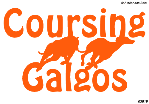 Lettrage Coursing Galgos avec 2 silhouettes 3619