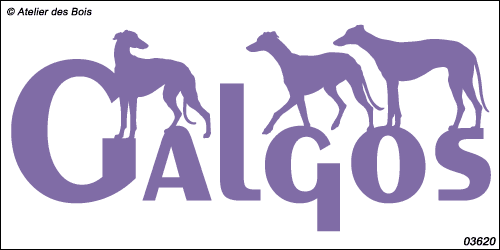 Lettrage Galgos avec 3 silhouettes 3620