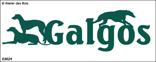 Lettrage Galgos avec 3 silhouettes 3624