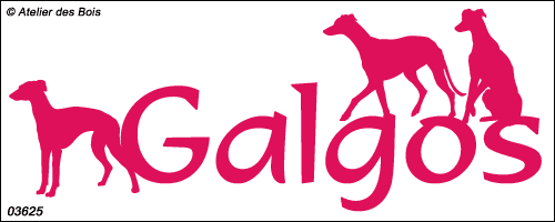 Lettrage Galgos avec 3 silhouettes 3625