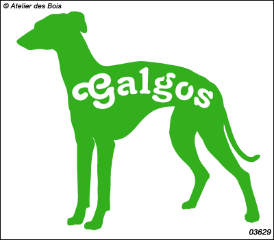 Silhouette de Galgo debout avec lettrage Tête à Gauche 3629