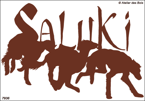 Graphisme Saluki avec trois silhouettes au galop