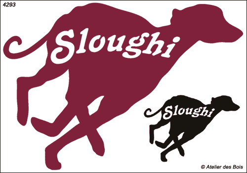 Silhouette de Sloughi au galop avec lettrage (Tête droite)