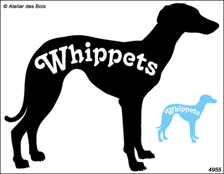 Silhouette de Whippet avec lettrage modèle 2 (droite)