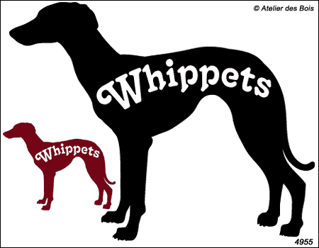 Silhouette de Whippet avec lettrage modèle 2 (gauche)