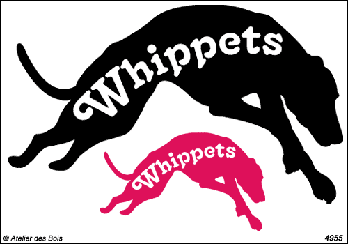 Silhouette de Whippet avec lettrage modèle 3 (droite)