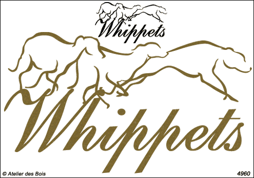 Lettrage Whippets avec 3 silhouettes