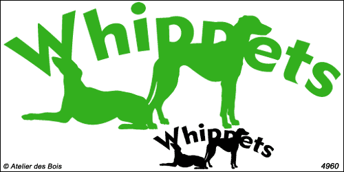 Lettrage Whippets avec 2 silhouettes