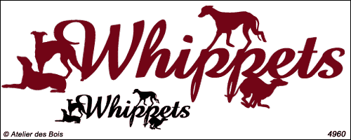 Lettrage Whippets avec 4 silhouettes
