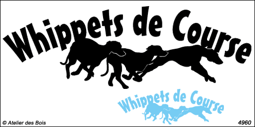 Lettrage Whippets de course avec 3 silhouettes