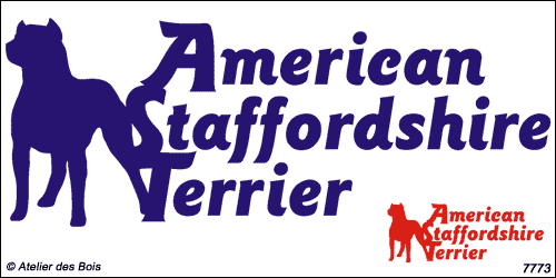 Lettrage American Staffd. Terrier et silhouette (Oreil.taillées)