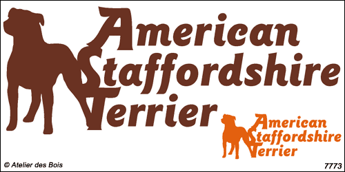 Lettrage American Staffd. Terrier et silhouette (Oreil.longues)