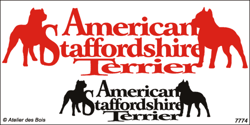Lettrage American Staffd. Terrier 2 silhouettes (Oreil.taillées)