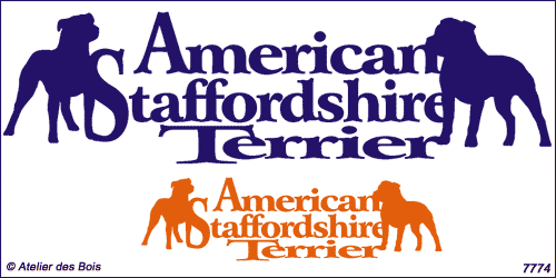 Lettrage American Staffd. Terrier 2 silhouettes (Oreil.longues)