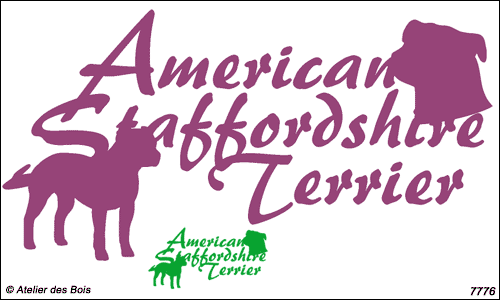 Lettrage American Staffd. Terrier silh. et tête (Oreil.longues)