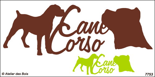 Lettrage Cane Corso avec silhouette et tête