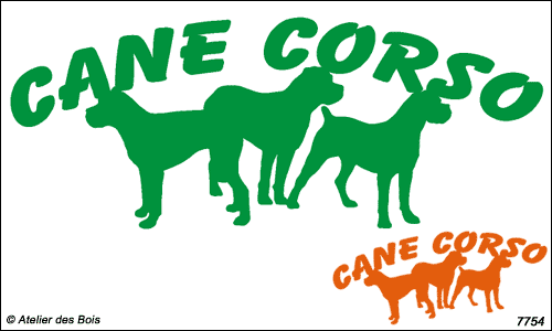 Lettrage Cane Corso courbe avec trois silhouettes