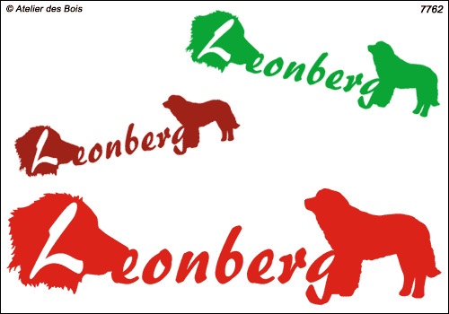 Lettrage Leonberg avec silhouette et tête