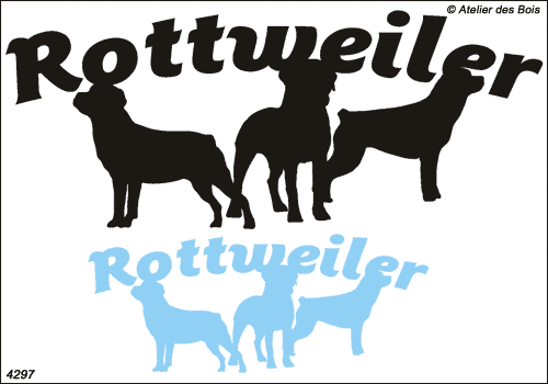 Lettrage Rottweiler avec 3 silhouettes