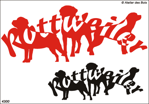 Lettrage Rottweiler avec 3 silhouettes