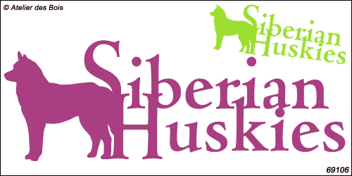 Lettrage Siberian Huskies superposé avec silhouette