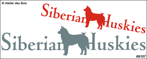 Lettrage Siberian Huskies sur une ligne avec silhouette