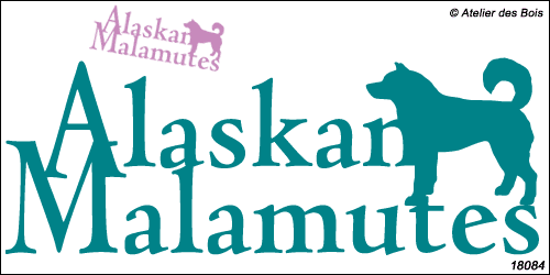 Lettrage Alaskan Malamutes superposé avec une silhouette