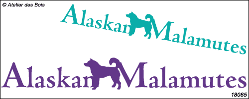 Lettrage Alaskan Malamutes sur une ligne avec une silhouette