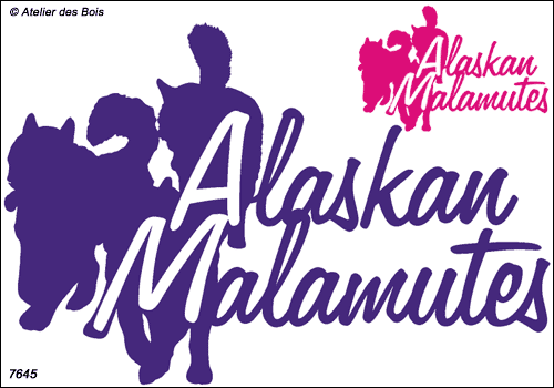 Lettrage Alaskan Malamute 3 Silhouettes au galop