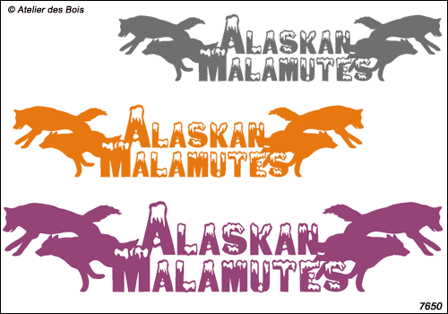Lettrage Alaskan Malamute 4 Silhouettes